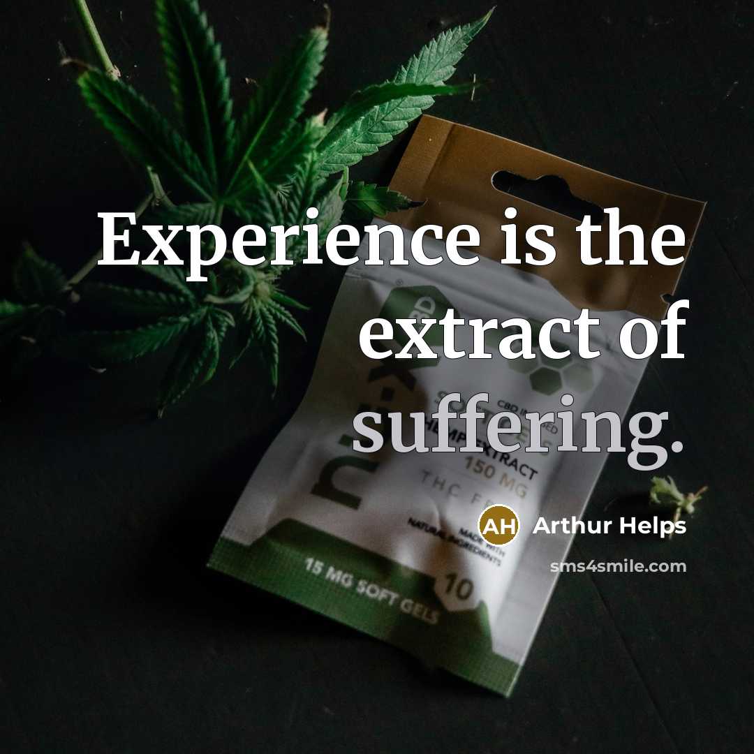 “Experience is the extract of suffering.” quote by Arthur Helps