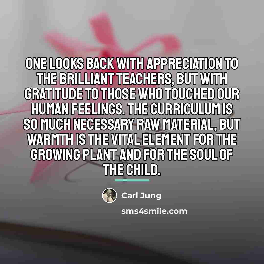 “One looks back with appreciation to the brilliant teachers, but…” quote by Carl Jung