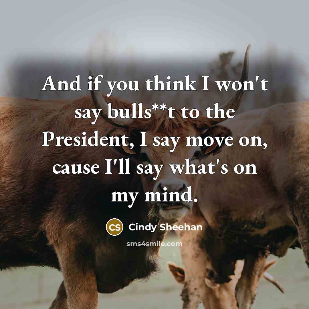 “And if you think I won't say bulls**t to the…” quote by Cindy Sheehan