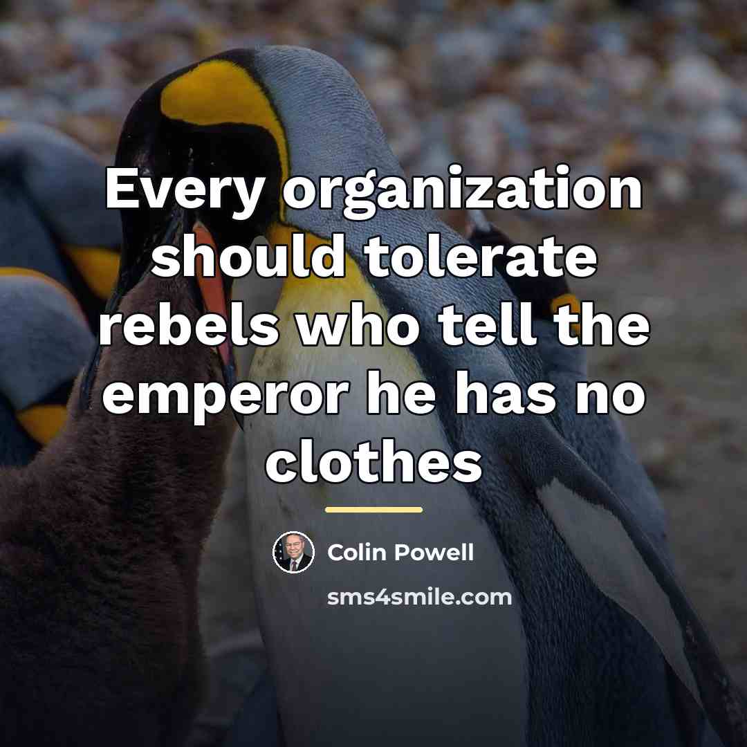 “Every organization should tolerate rebels who tell the emperor he…” quote by Colin Powell