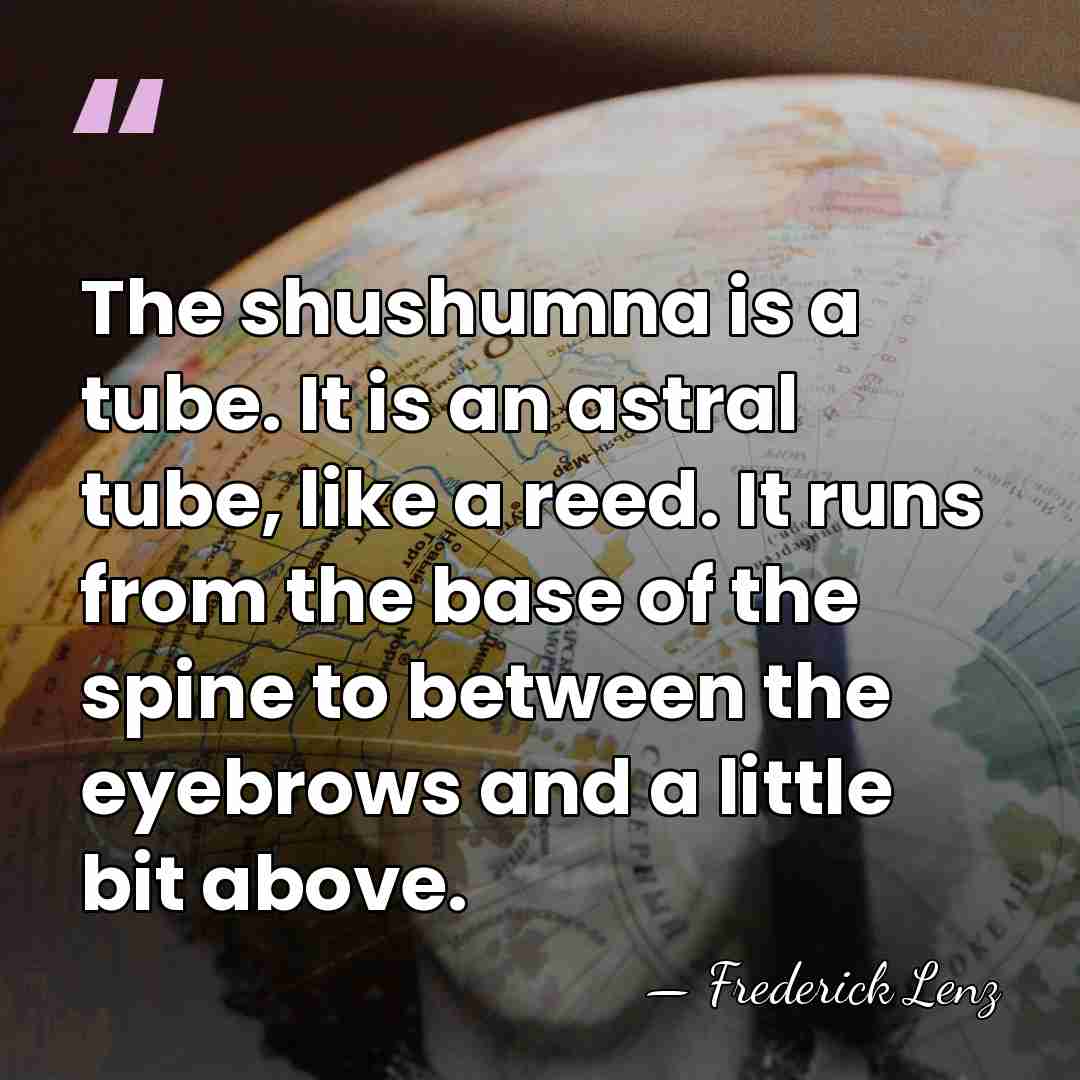The shushumna is a tube. It is an astral tube, like a&hellip; - Frederick Lenz