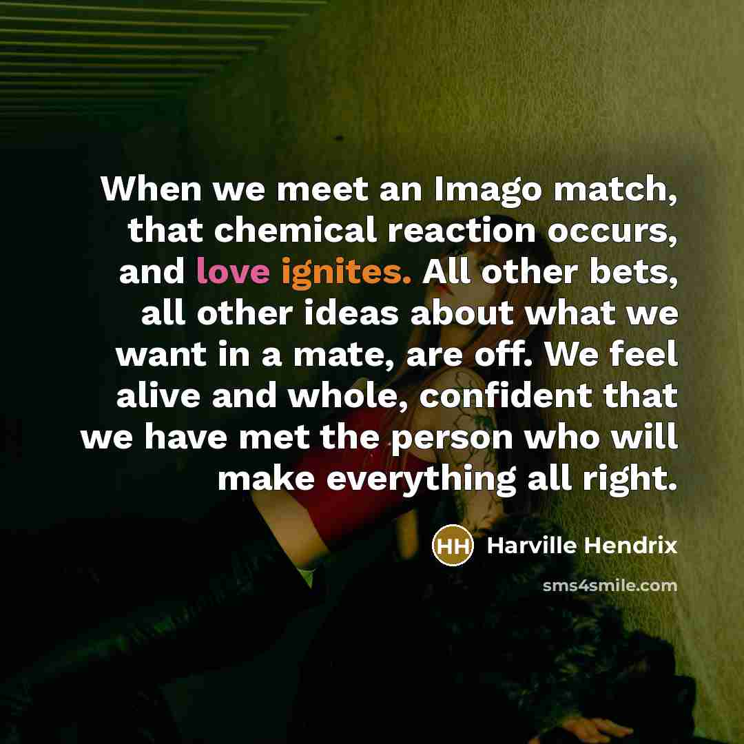 “When we meet an Imago match, that chemical reaction occurs,…” quote by Harville Hendrix
