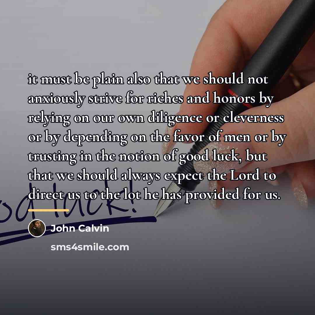 “it must be plain also that we should not anxiously…” quote by John Calvin