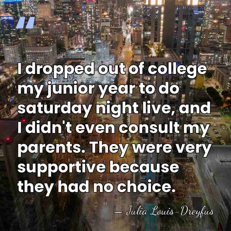 I dropped out of college my junior year to do saturday night&hellip; - Julia Louis-Dreyfus