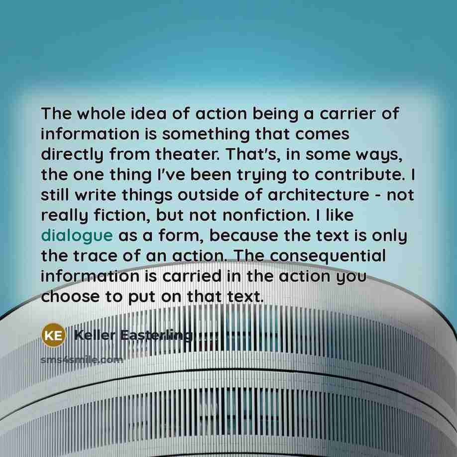 “The whole idea of action being a carrier of information…” quote by Keller Easterling
