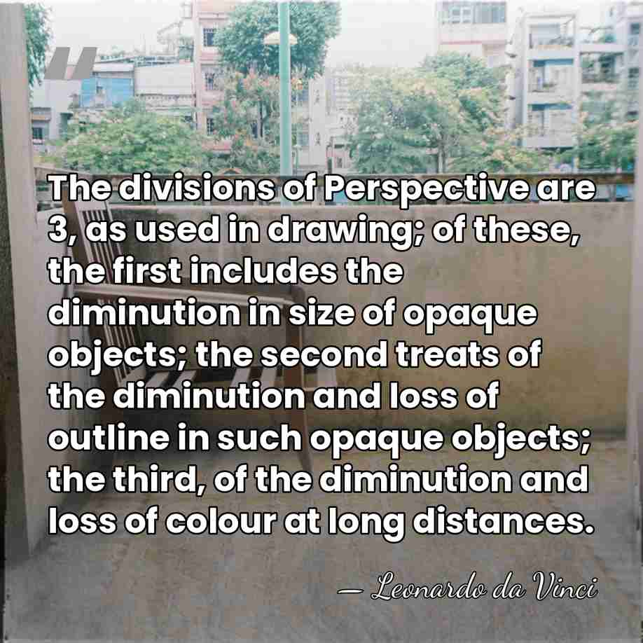 The divisions of Perspective are 3, as used in drawing; of these,&hellip; - Leonardo da Vinci