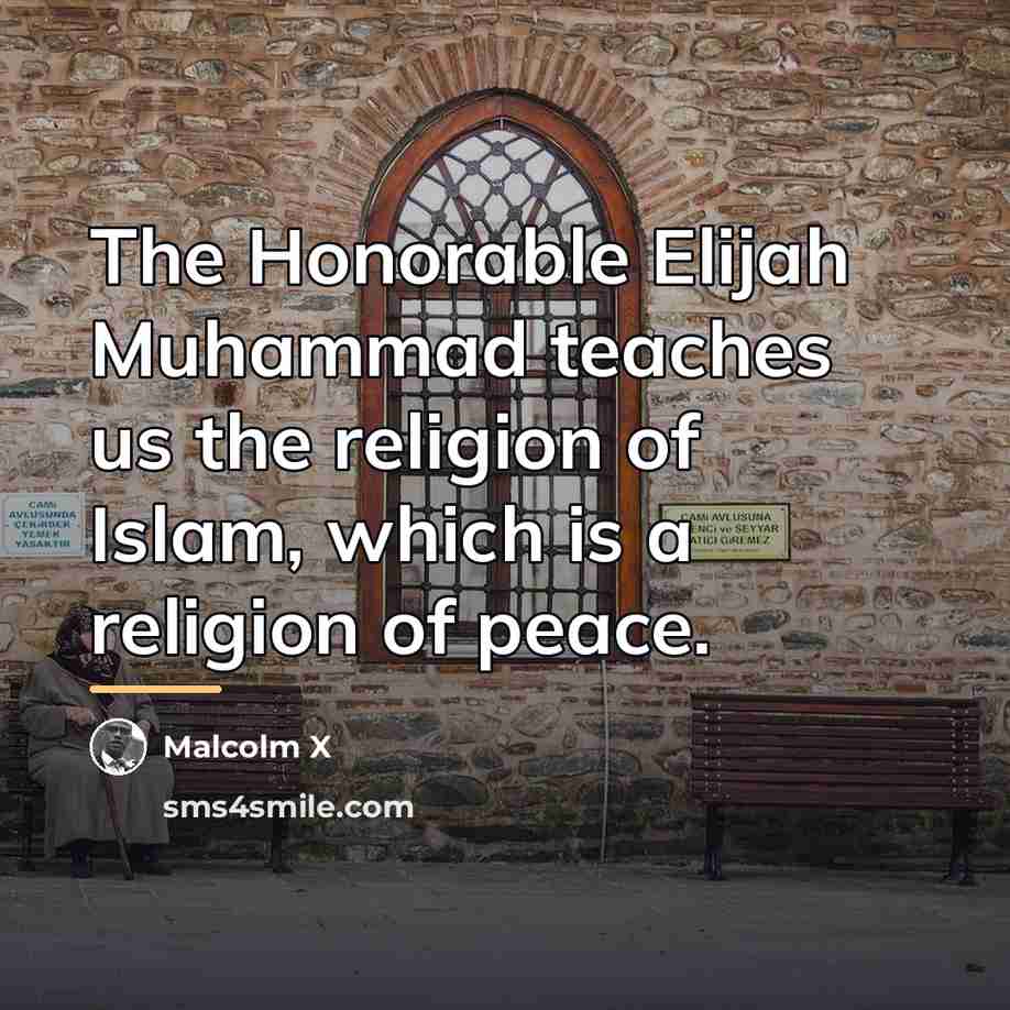 “The Honorable Elijah Muhammad teaches us the religion of Islam,…” quote by Malcolm X
