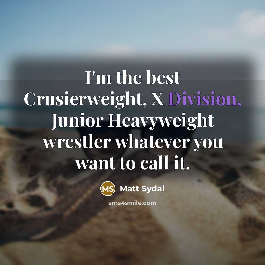 “I'm the best Crusierweight, X Division, Junior Heavyweight wrestler whatever…” quote by Matt Sydal
