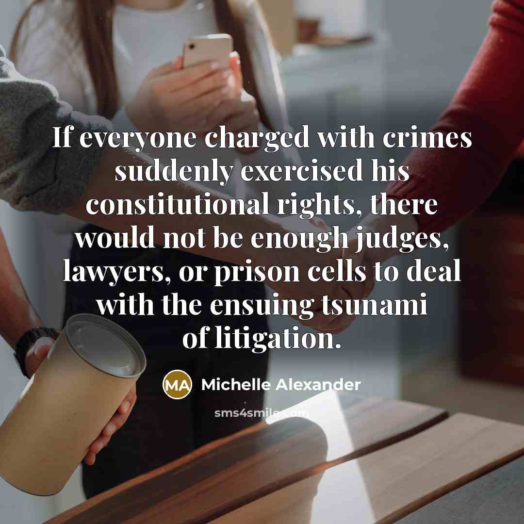 “If everyone charged with crimes suddenly exercised his constitutional rights,…” quote by Michelle Alexander