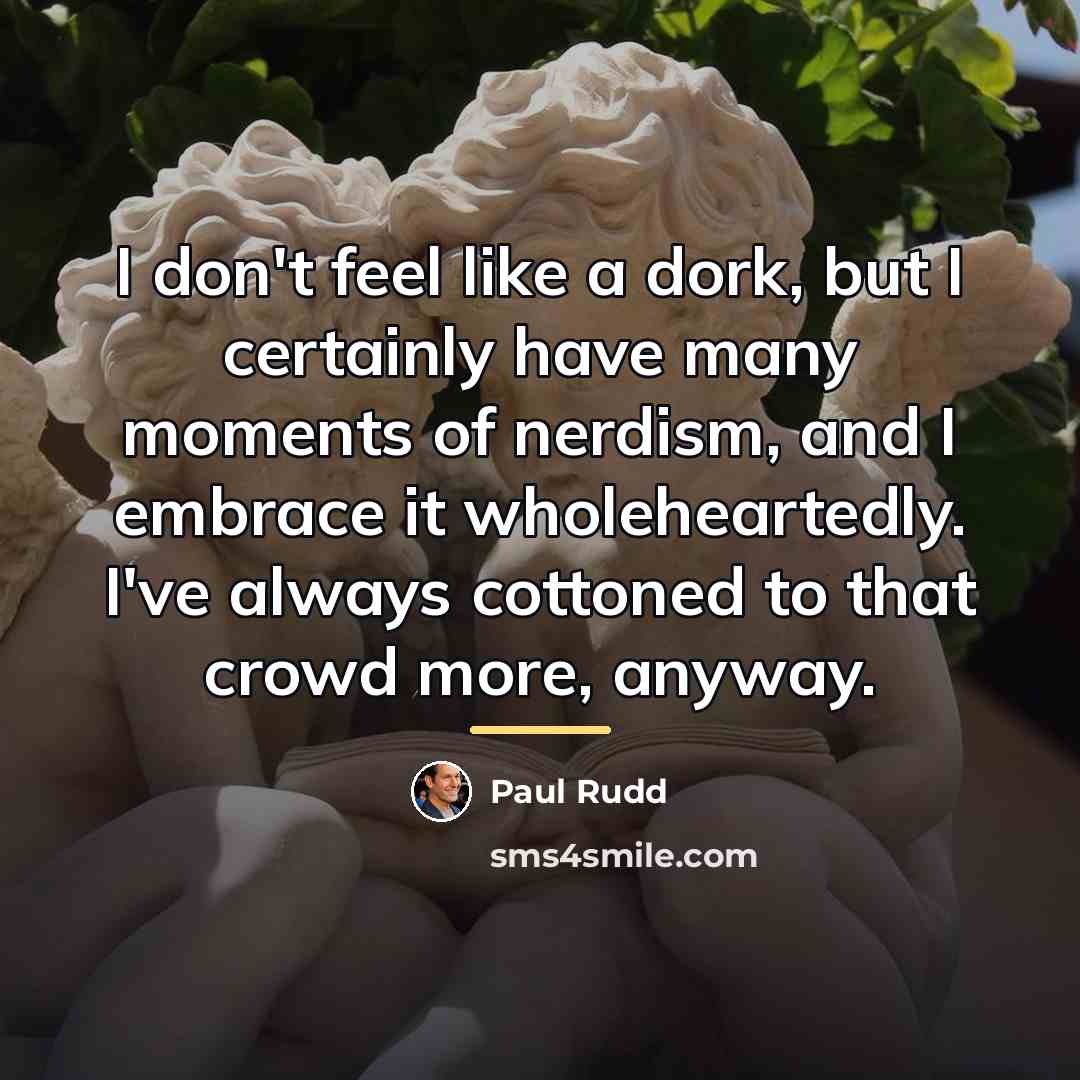 “I don't feel like a dork, but I certainly have…” quote by Paul Rudd