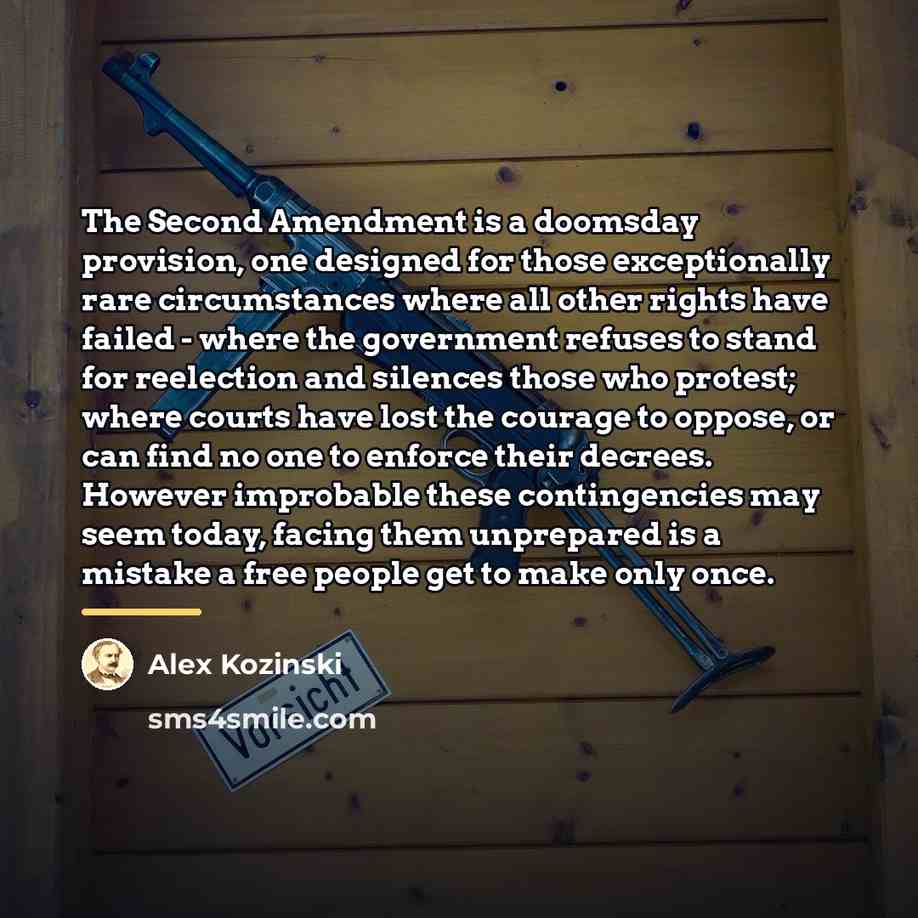 “The Second Amendment is a doomsday provision, one designed for…” quote by Alex Kozinski