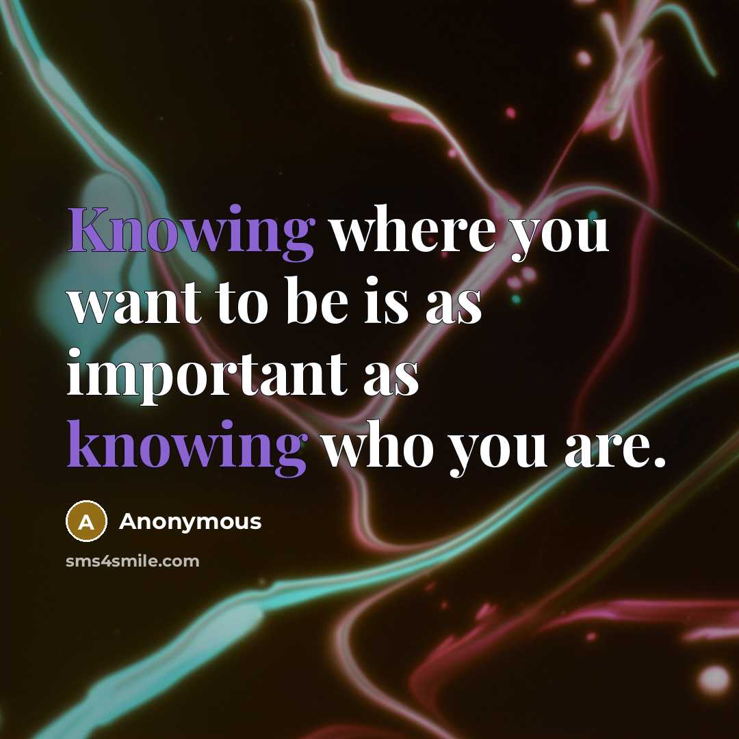 “Knowing where you want to be is as important as…” quote by Anonymous