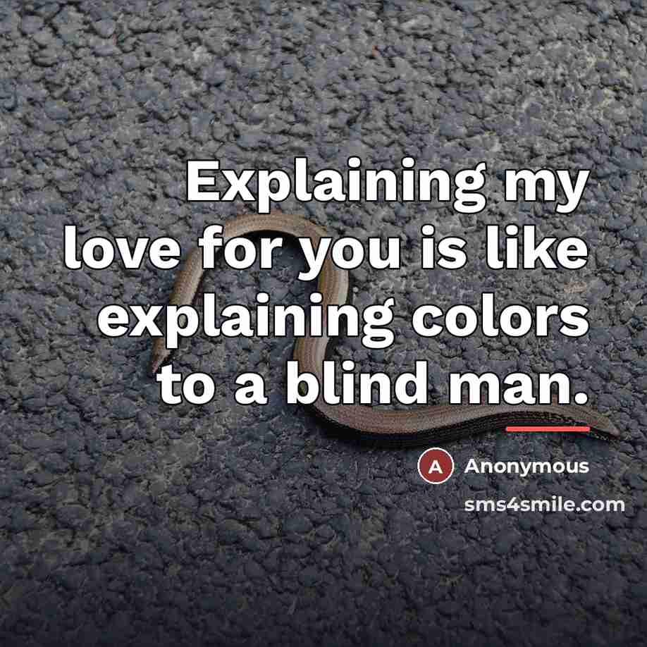 “Explaining my love for you is like explaining colors to…” quote by Anonymous