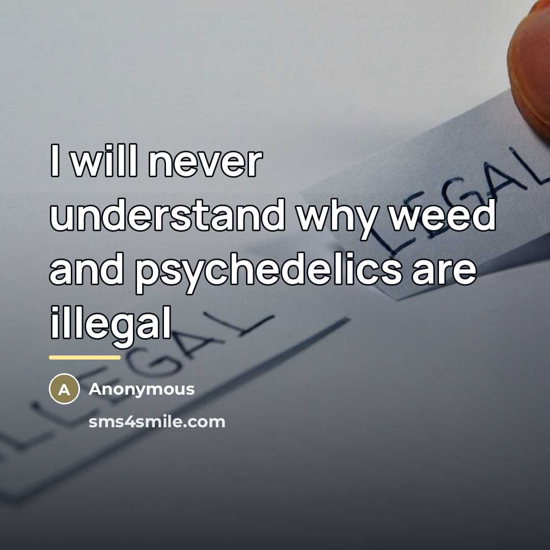 “I will never understand why weed and psychedelics are illegal…” quote by Anonymous