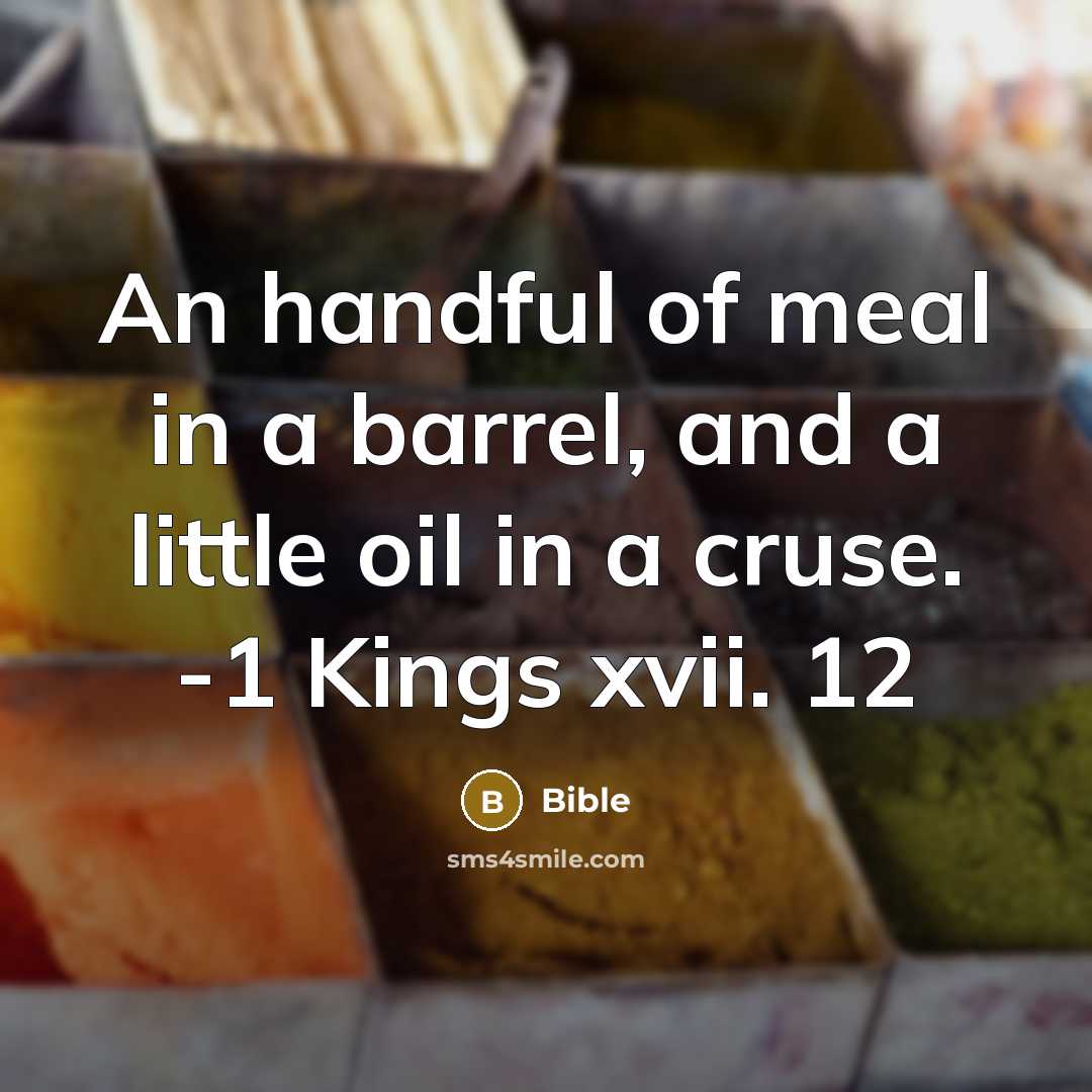 “An handful of meal in a barrel, and a little…” quote by Bible