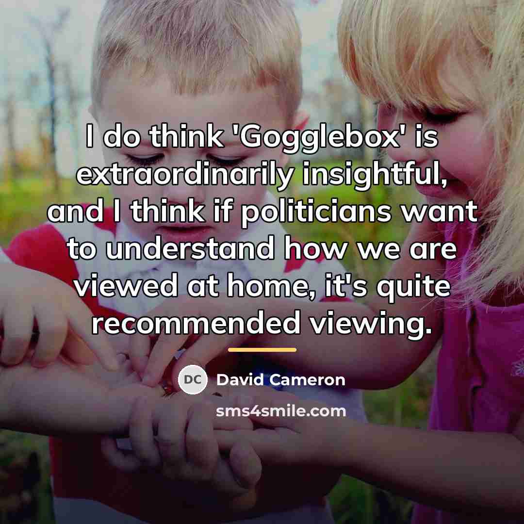 “I do think 'Gogglebox' is extraordinarily insightful, and I think…” quote by David Cameron
