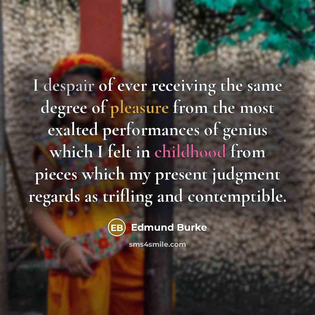 “I despair of ever receiving the same degree of pleasure…” quote by Edmund Burke
