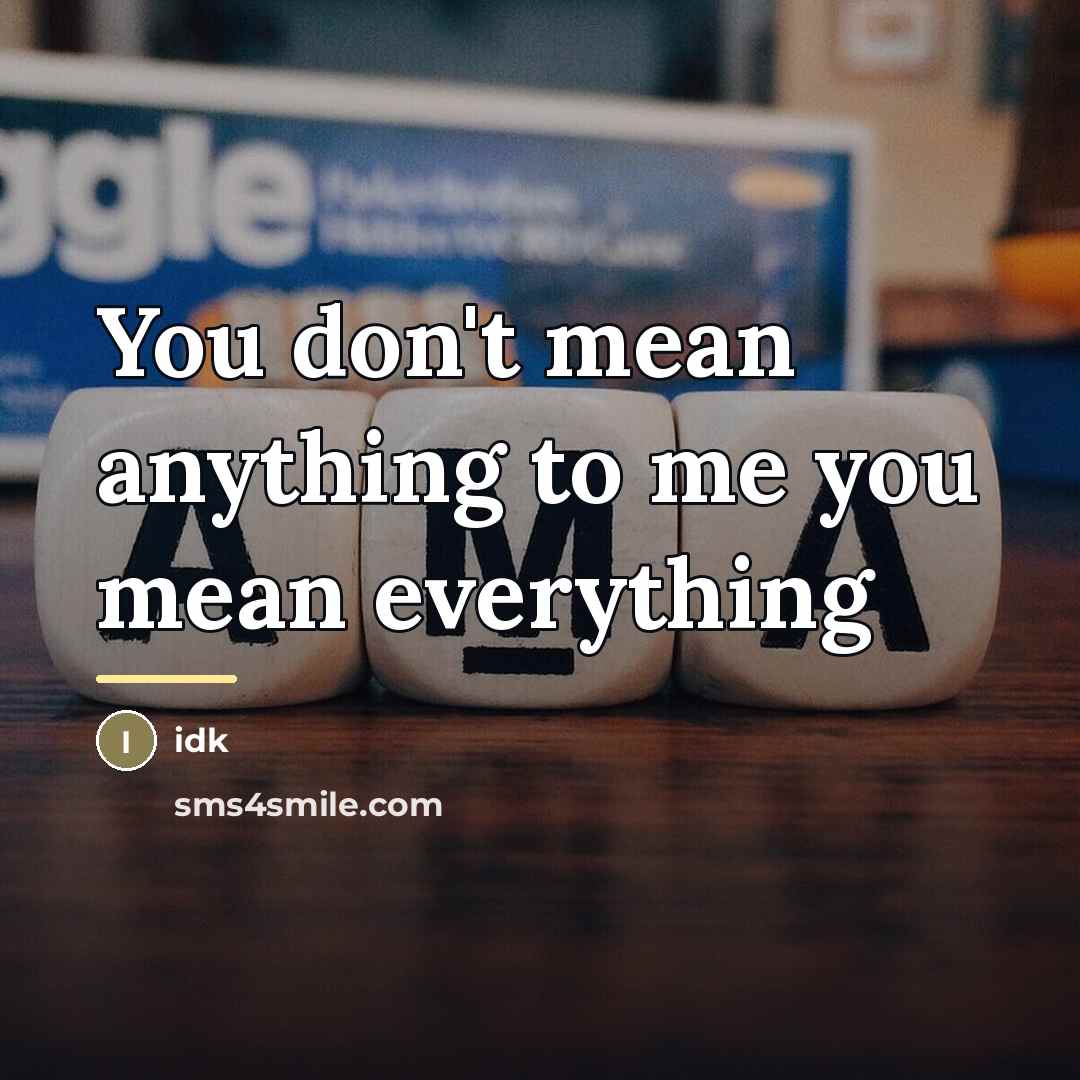 “You don't mean anything to me you mean everything…” quote by Idk