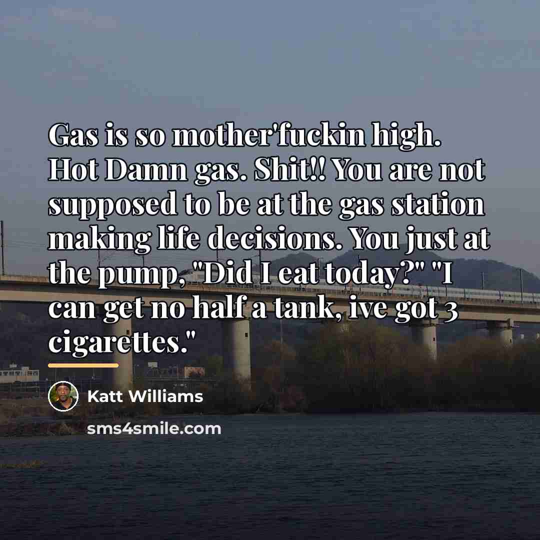 “Gas is so mother'fuckin high. Hot Damn gas. Shit!! You…” quote by Katt Williams