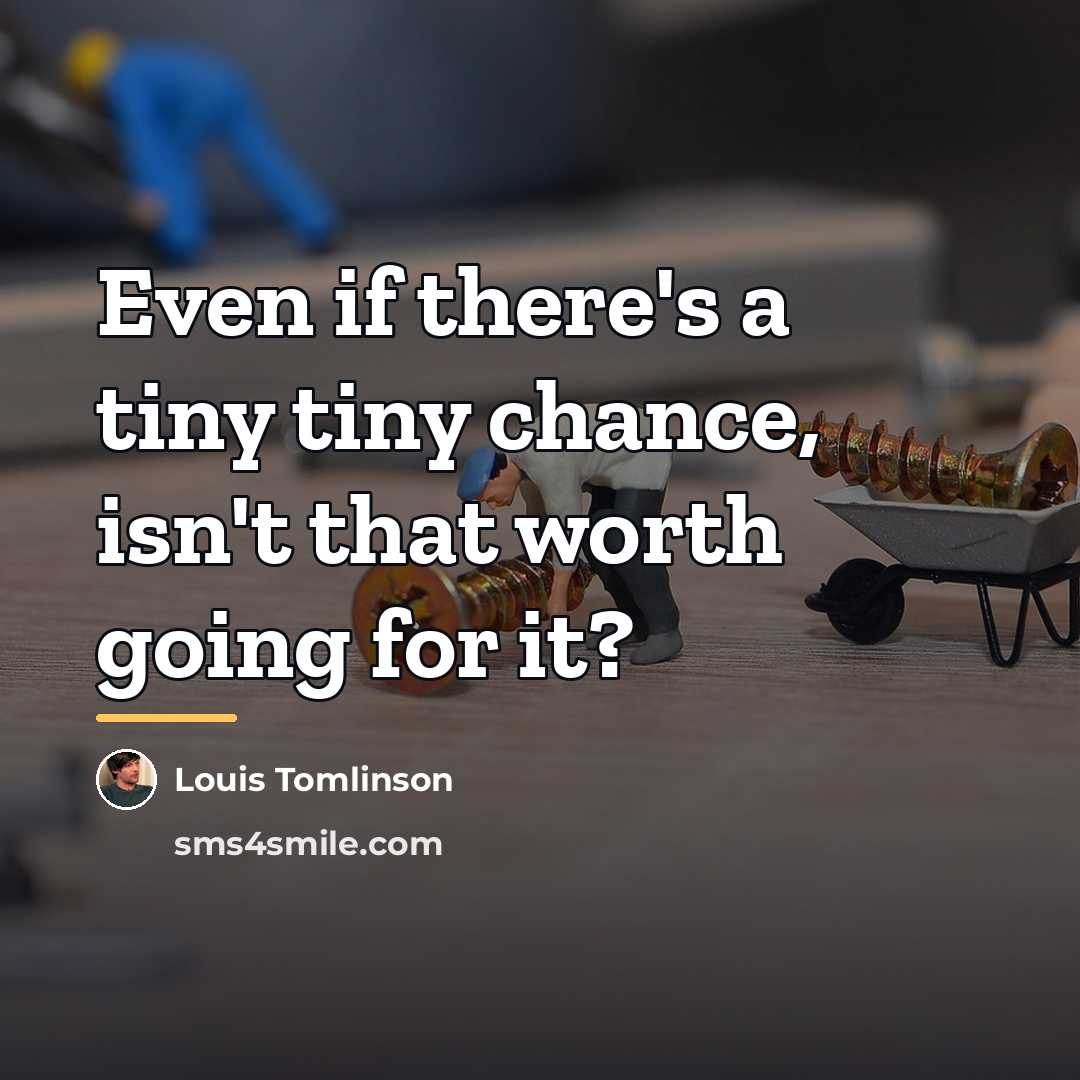 “Even if there's a tiny tiny chance, isn't that worth…” quote by Louis Tomlinson