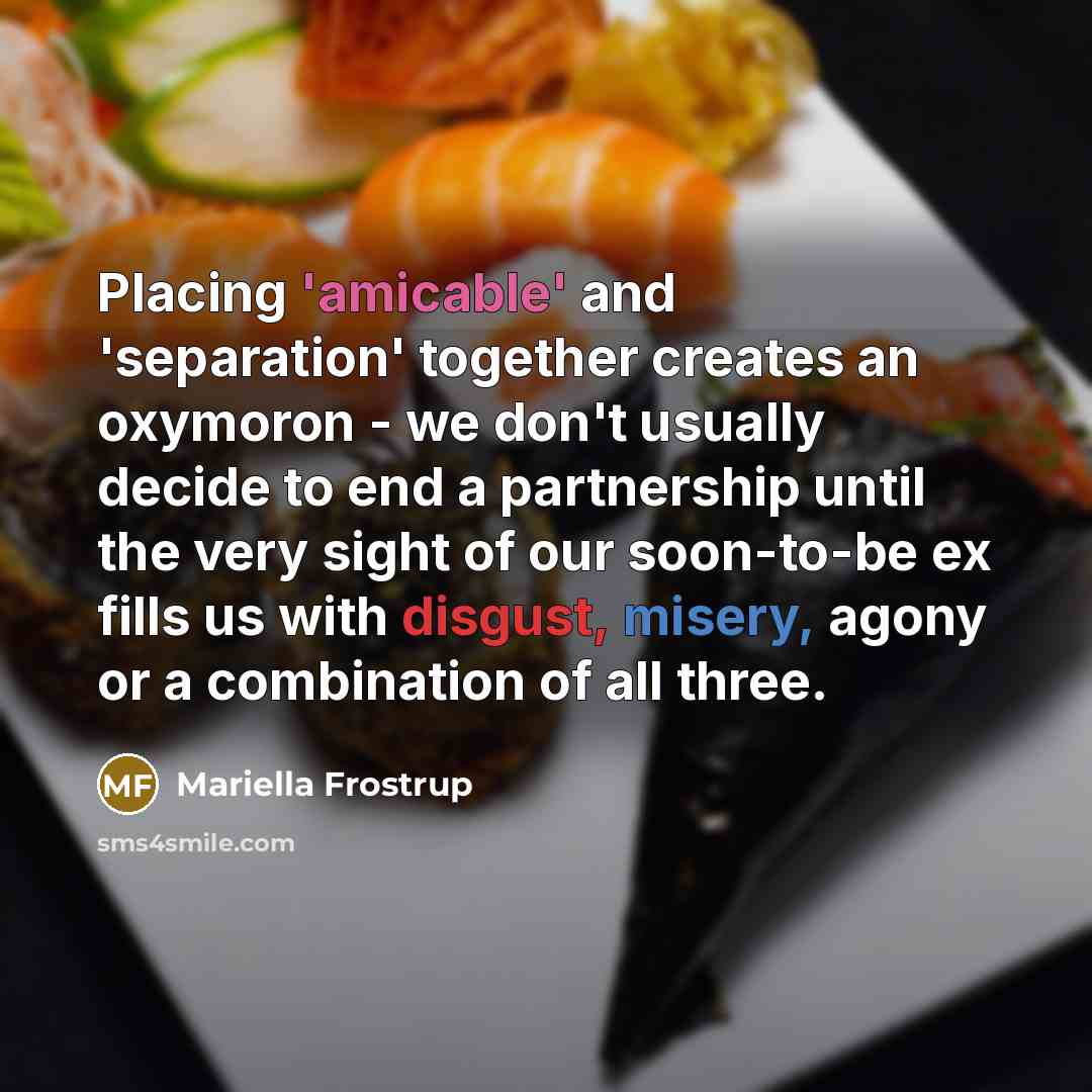 “Placing 'amicable' and 'separation' together creates an oxymoron - we…” quote by Mariella Frostrup