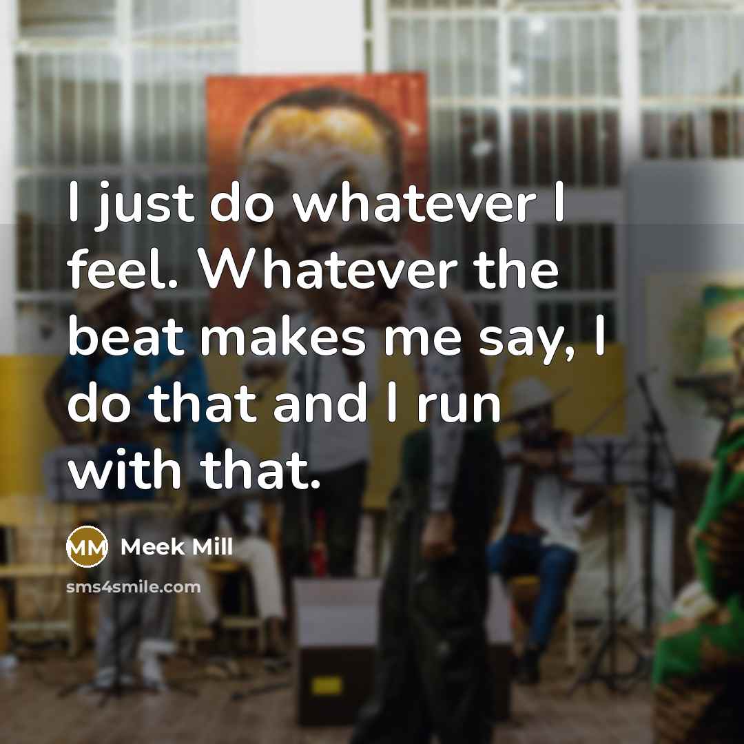 “I just do whatever I feel. Whatever the beat makes…” quote by Meek Mill
