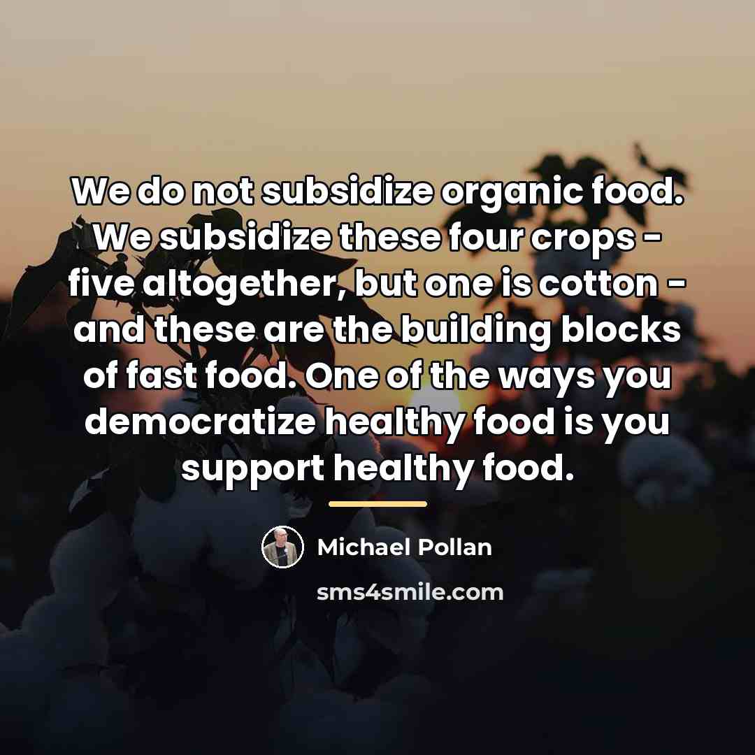 “We do not subsidize organic food. We subsidize these four…” quote by Michael Pollan
