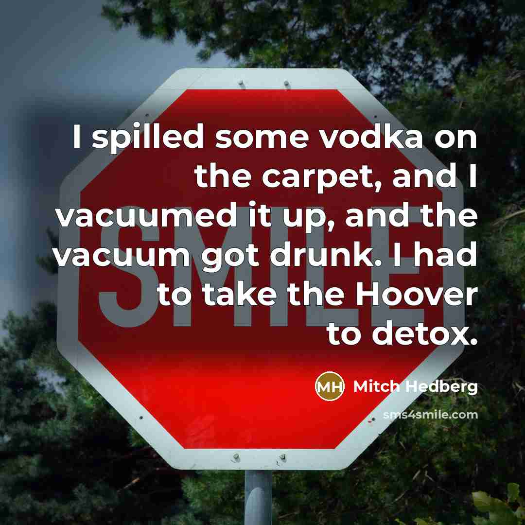 “I spilled some vodka on the carpet, and I vacuumed…” quote by Mitch Hedberg