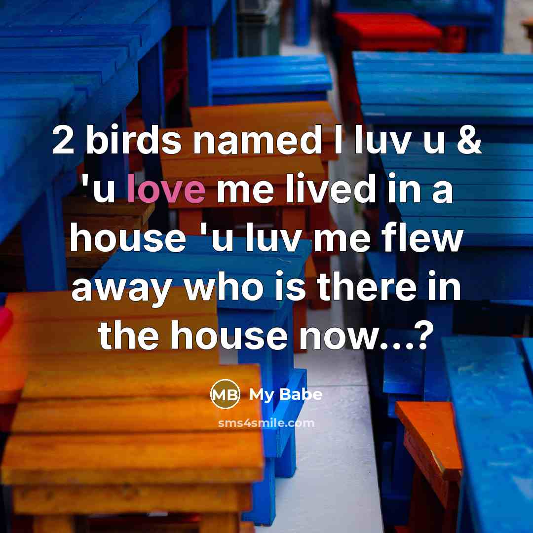 “2 birds named I luv u & 'u love me lived in a house 'u luv me flew away who is there in the house now…?” quote by My Babe