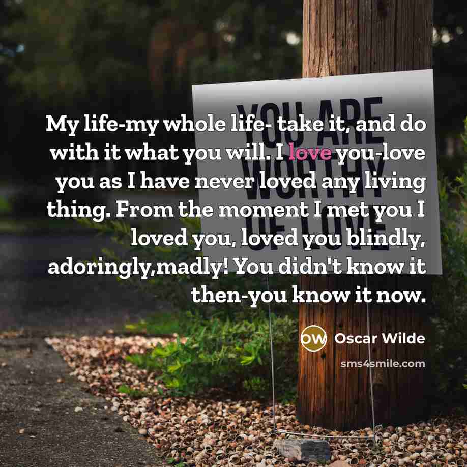 “My life-my whole life- take it, and do with it…” quote by Oscar Wilde