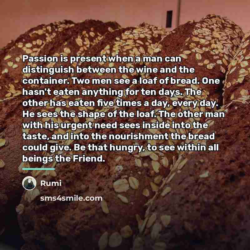 “Passion is present when a man can distinguish between the…” quote by Rumi