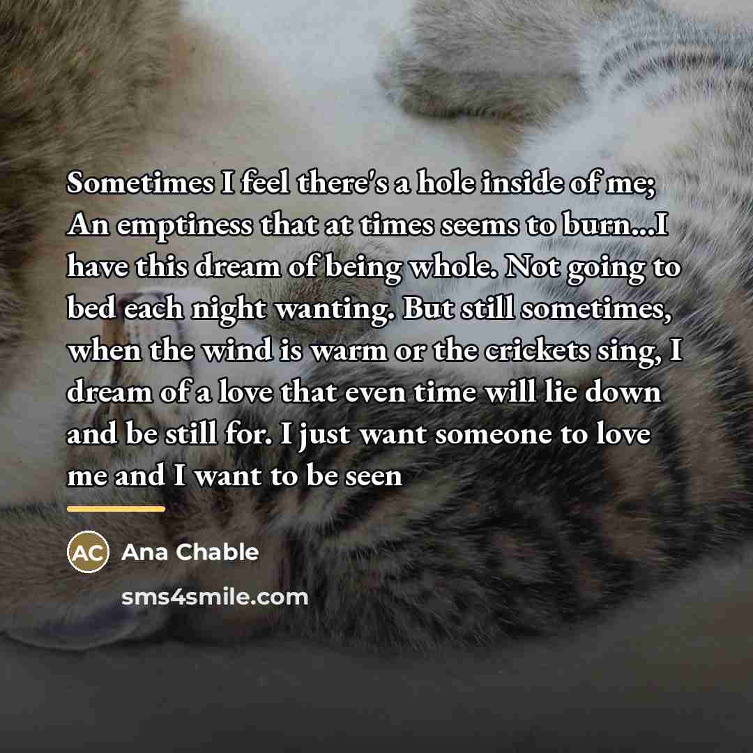 “Sometimes I feel there's a hole inside of me; An…” quote by Ana Chable