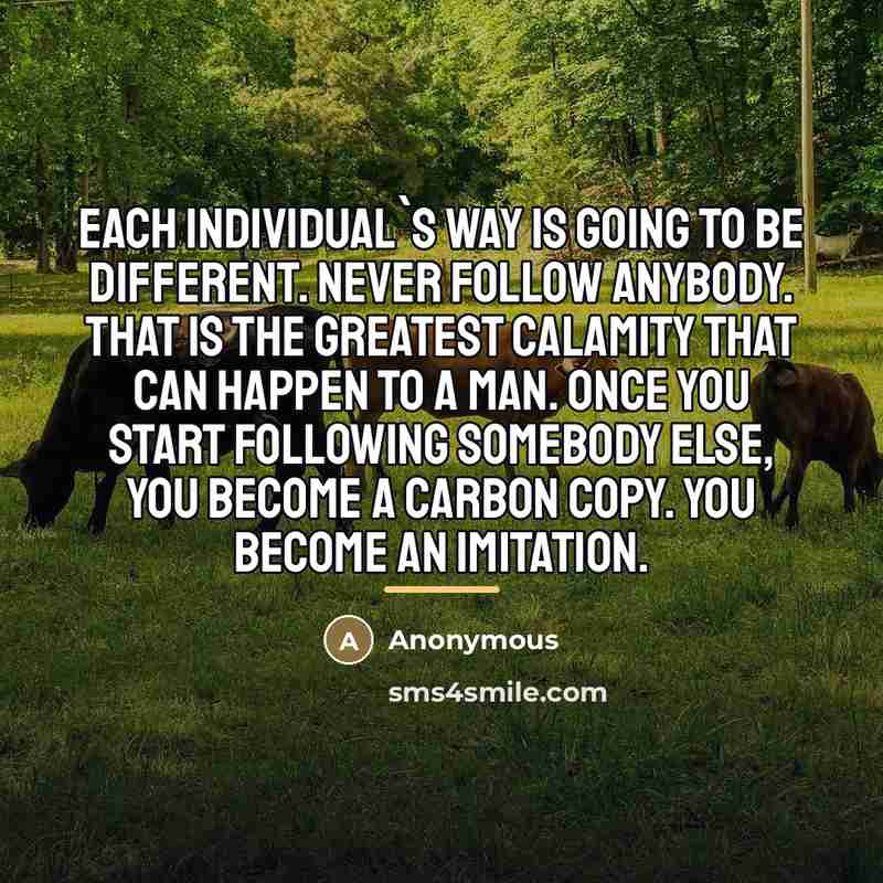 “Each individual`s way is going to be different. Never follow…” quote by Anonymous