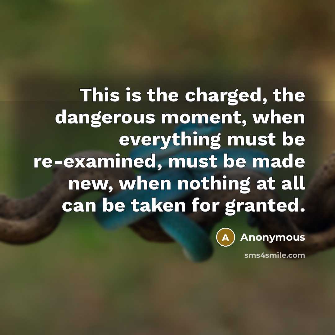 “This is the charged, the dangerous moment, when everything must…” quote by Anonymous