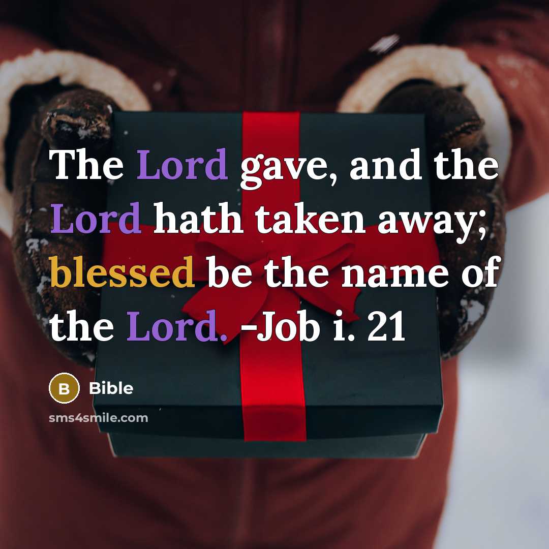 “The Lord gave, and the Lord hath taken away; blessed be the name of the Lord. -Job i. 21” quote by Bible