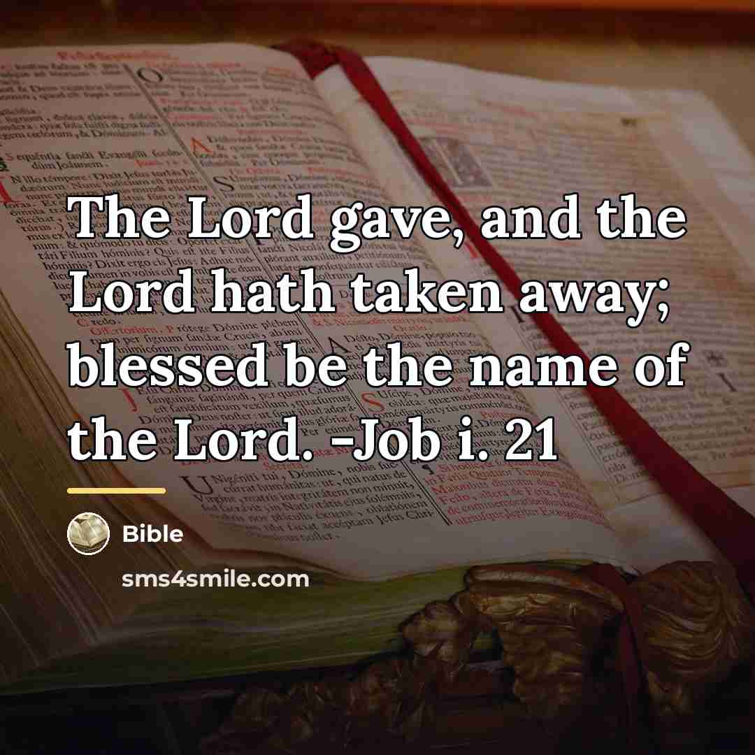 “The Lord gave, and the Lord hath taken away; blessed…” quote by Bible