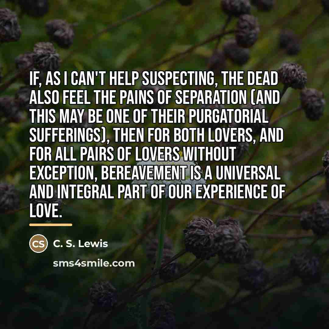“If, as I can't help suspecting, the dead also feel…” quote by C. S. Lewis