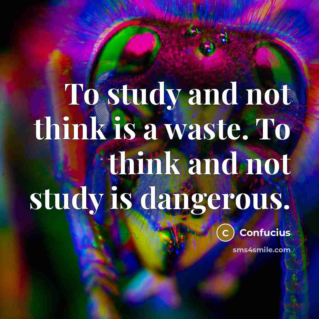 “To study and not think is a waste. To think…” quote by Confucius