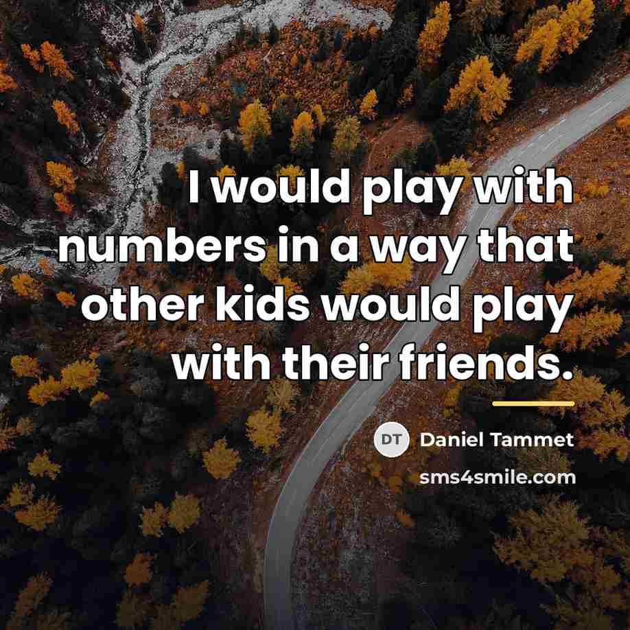 “I would play with numbers in a way that other…” quote by Daniel Tammet