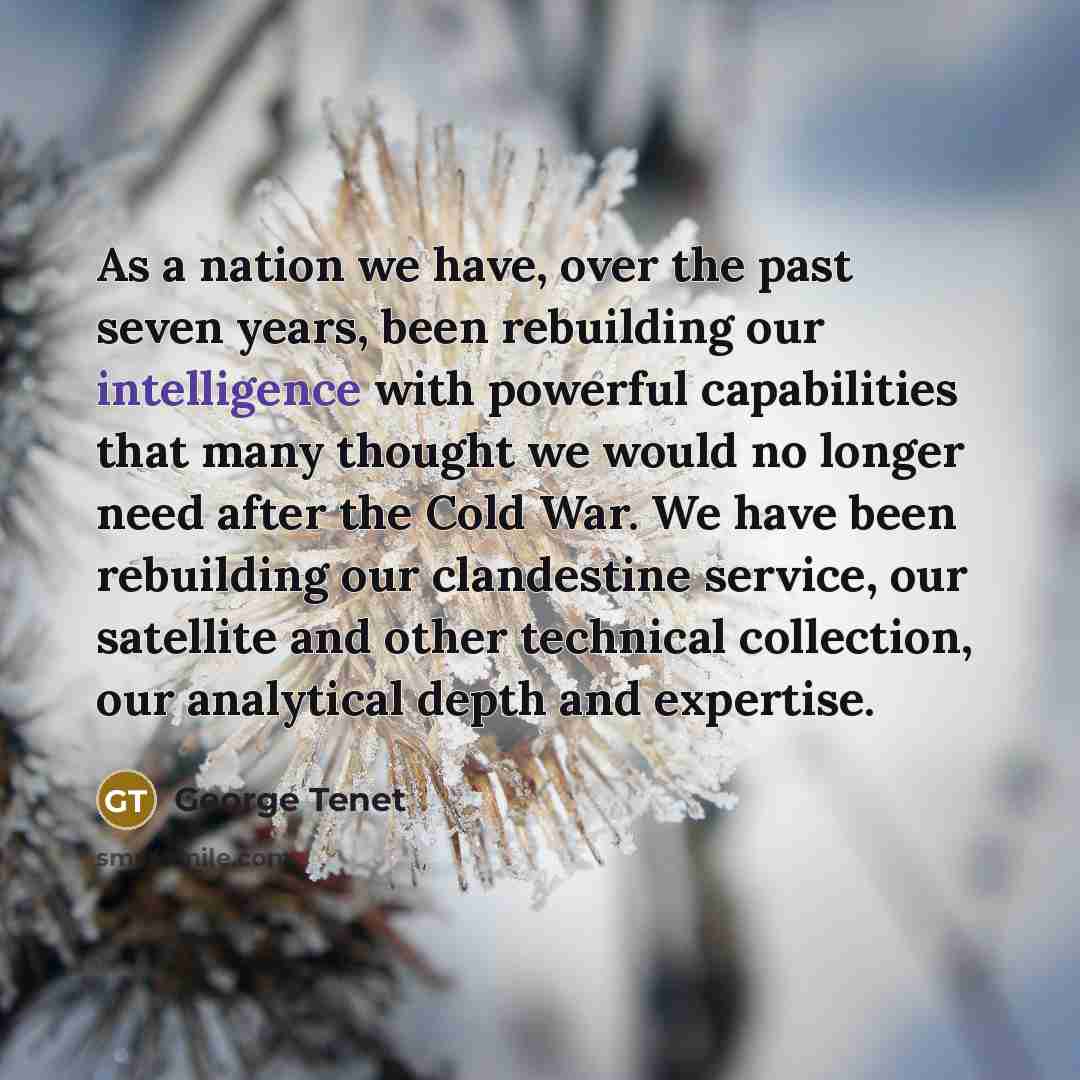 “As a nation we have, over the past seven years,…” quote by George Tenet