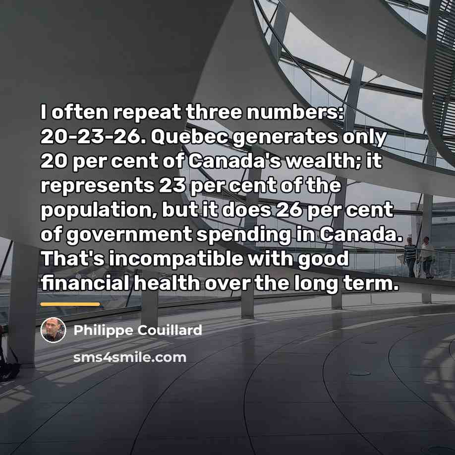 “I often repeat three numbers: 20-23-26. Quebec generates only 20…” quote by Philippe Couillard