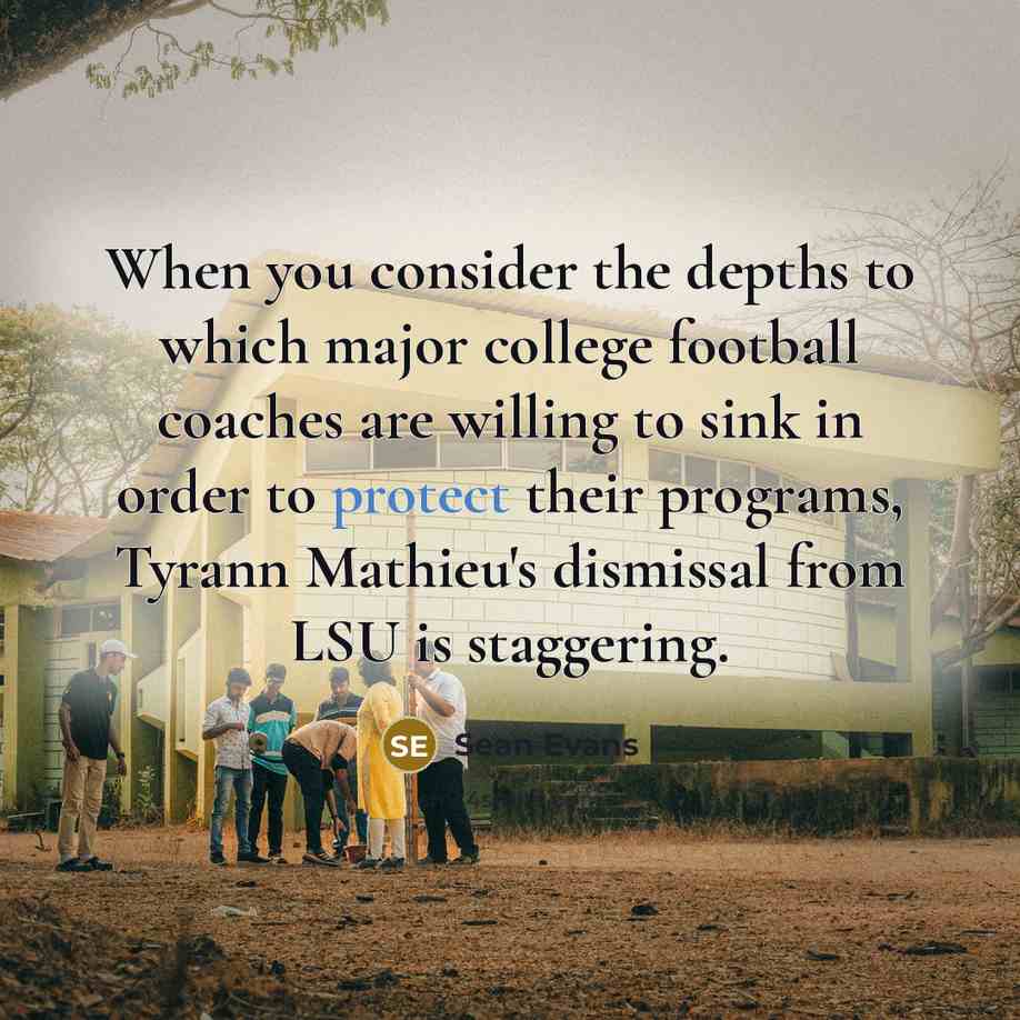 “When you consider the depths to which major college football…” quote by Sean Evans