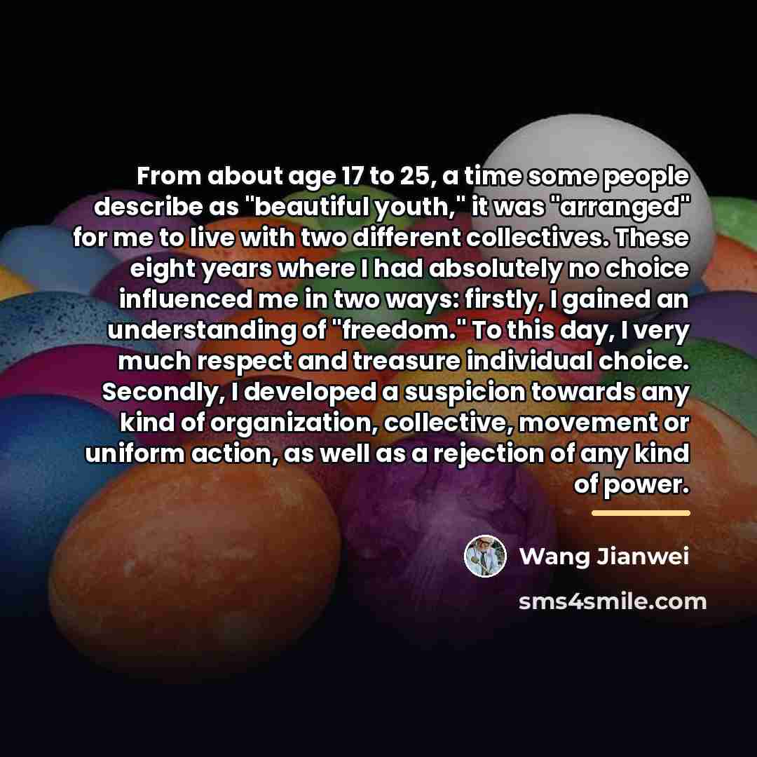 “From about age 17 to 25, a time some people…” quote by Wang Jianwei