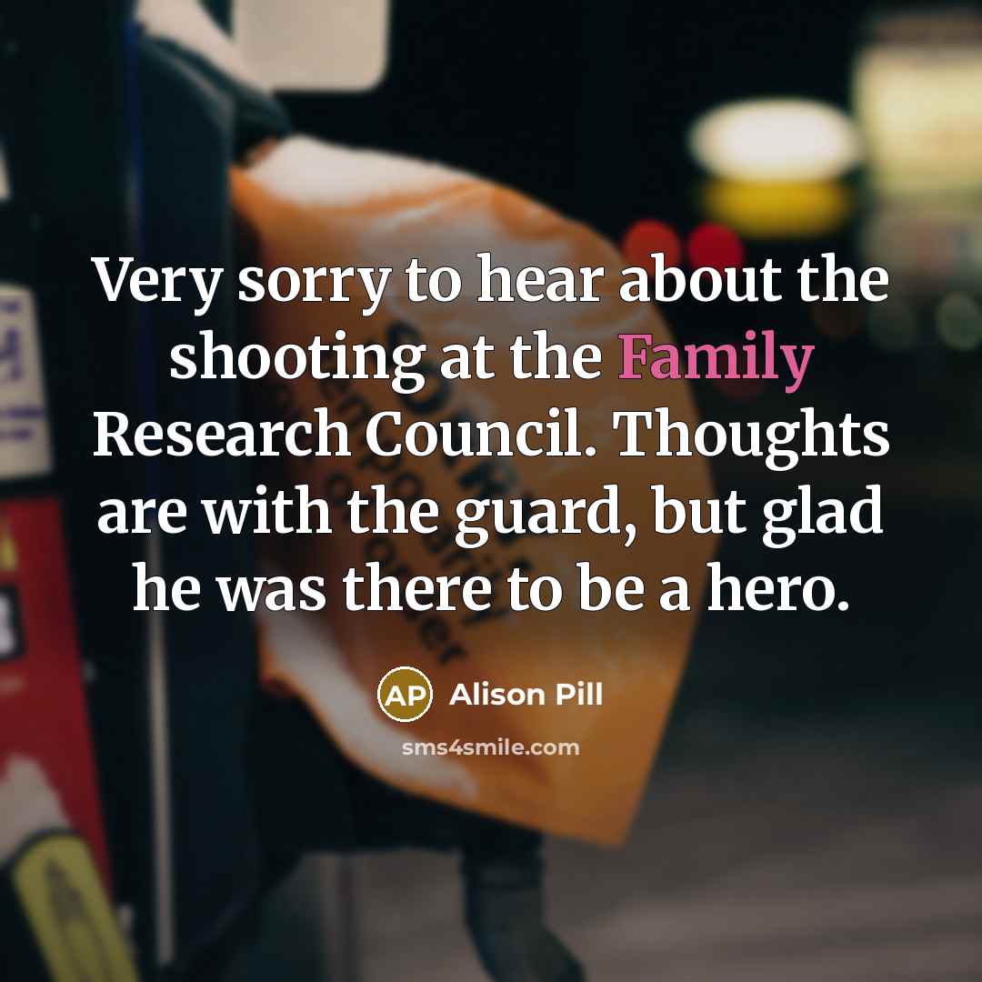 “Very sorry to hear about the shooting at the Family…” quote by Alison Pill