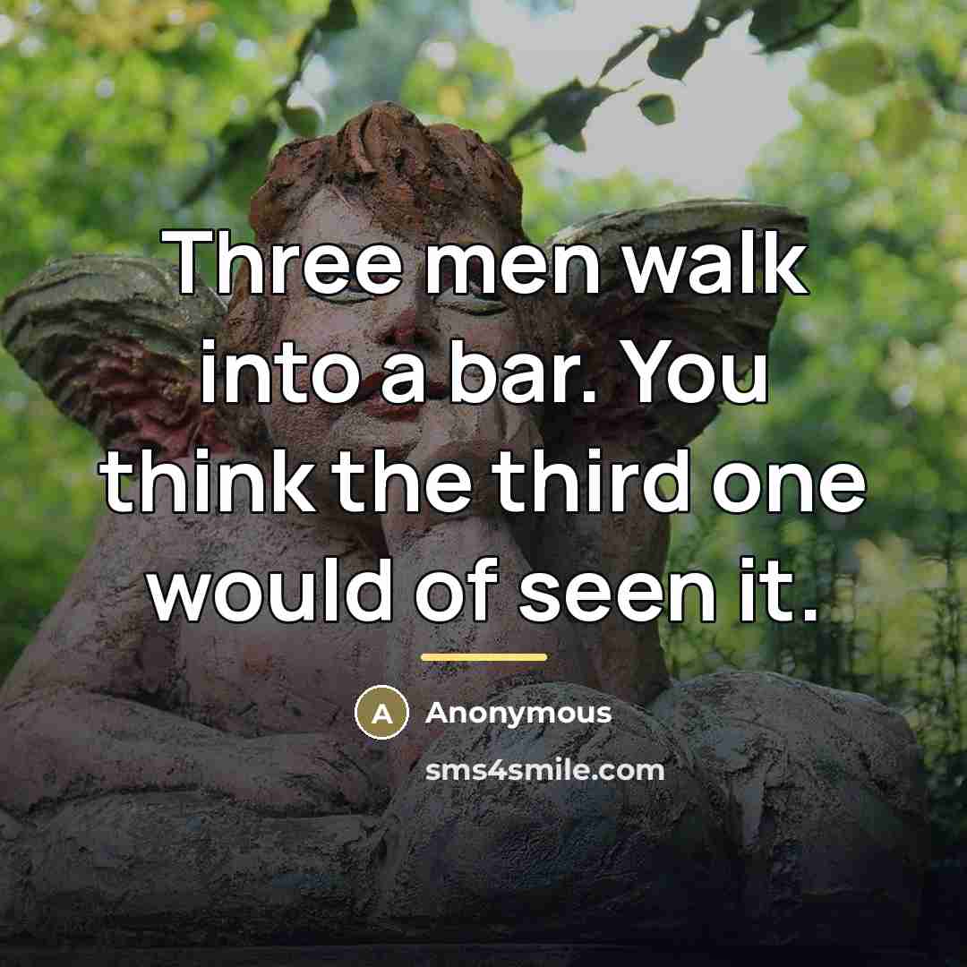 “Three men walk into a bar. You think the third…” quote by Anonymous