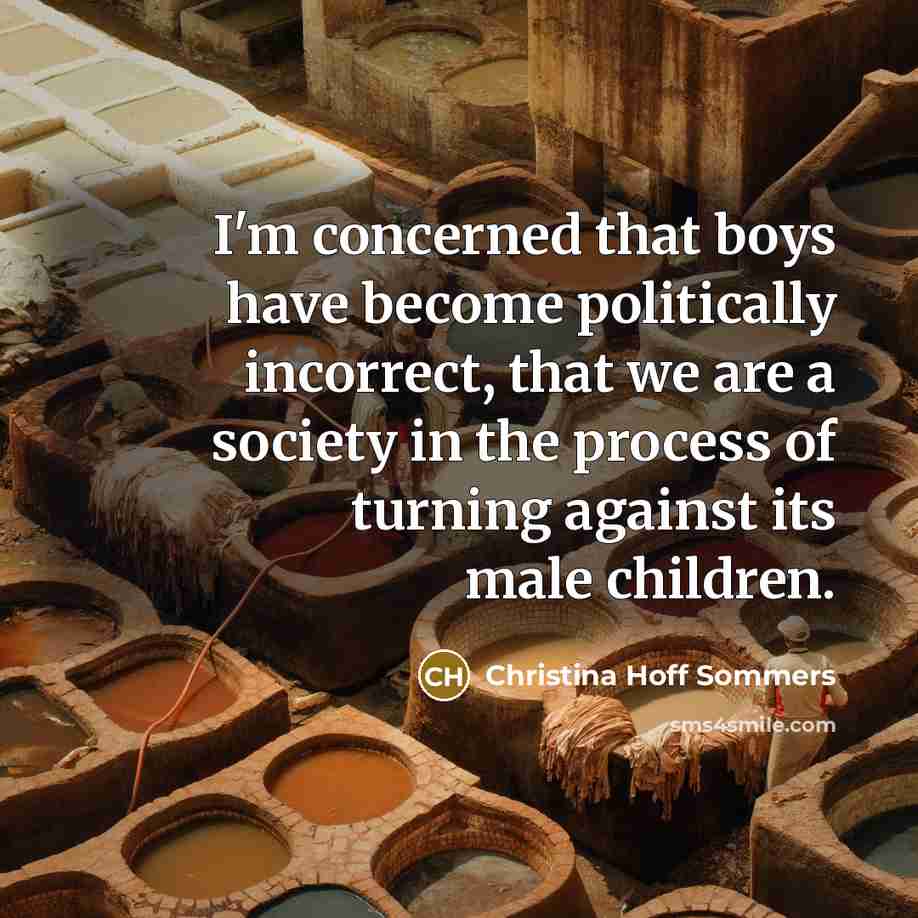 “I'm concerned that boys have become politically incorrect, that we…” quote by Christina Hoff Sommers
