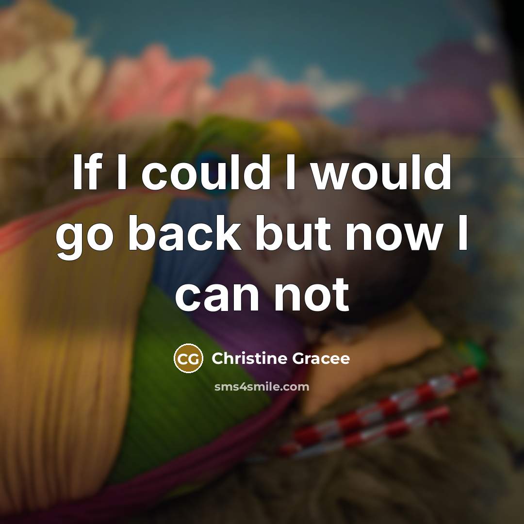 “If I could I would go back but now I can not” quote by Christine Gracee