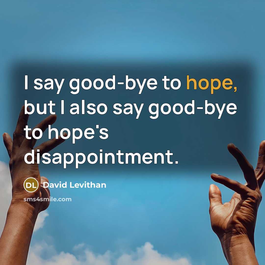 “I say good-bye to hope, but I also say good-bye…” quote by David Levithan