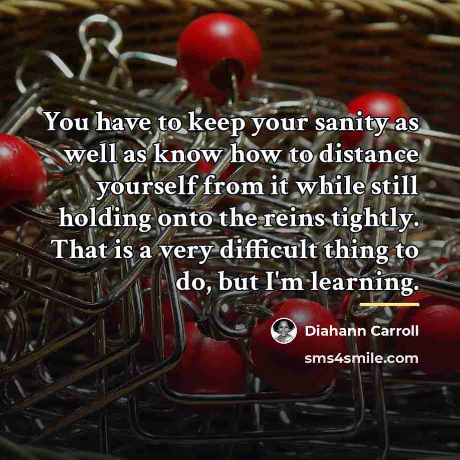 “You have to keep your sanity as well as know…” quote by Diahann Carroll