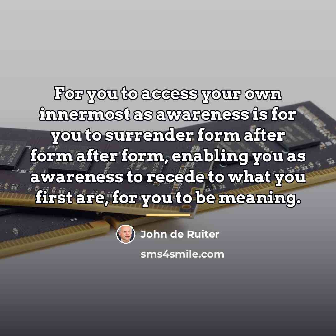 “For you to access your own innermost as awareness is…” quote by John de Ruiter